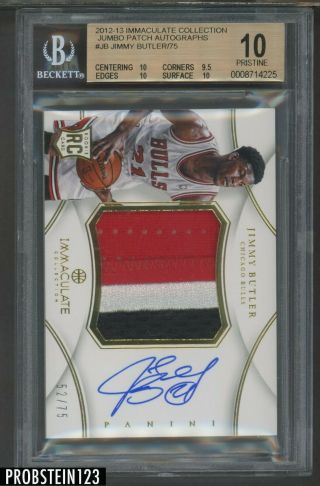 2012 - 13 Immaculate Jimmy Butler Rpa Rc Patch Auto /75 Bgs 10 " Highest Graded "
