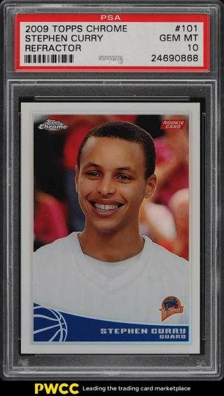 2009 Topps Chrome Refractor Stephen Curry Rookie Rc /500 101 Psa 10 Gem
