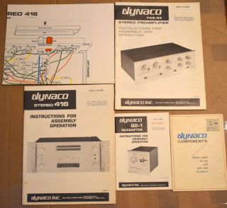 Vintage Dynaco Stereo 416,  Pas - 3x And Qd - 1 Manuals