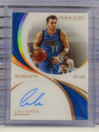 2018 - 19 Immaculate Luka Doncic Moments Rookie Auto Autograph Rc 68/99 E13