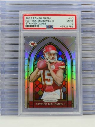 2017 Prizm Patrick Mahomes Ii Stained Glass Rookie Rc 10 Psa 9 Chiefs E12