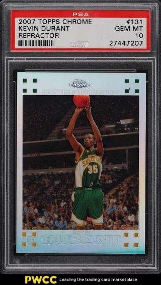 2007 Topps Chrome Refractor Kevin Durant Rookie Rc /1499 131 Psa 10 Gem