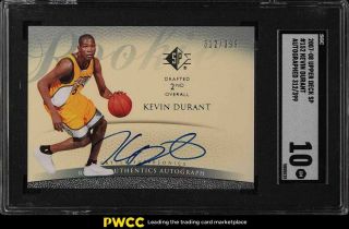 2007 Sp Basketball Kevin Durant Rookie Rc Auto /399 152 Sgc 10 Gem