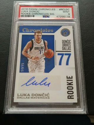 Luka Doncic 2018 Panini Chronicles Auto /75 Rookie Rc Psa 9 2 Of 2 Signature