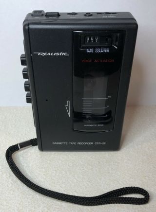 Realistic Cassette Tape Player Recorder Ctr - 22 Mic & Built - In Speaker Vtg