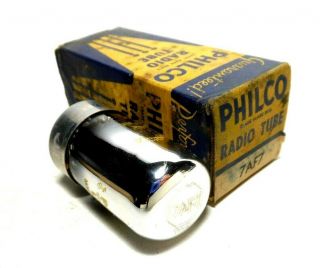 Philco Usa 7af7 Nos Nib Tube Dual Triode Chrome Top Black Round Plates -