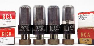 Group Of 4 Rca/victor 6v6gt Smoked Glass Vacuum Tubes.  1 Matched Pair.  Test Good