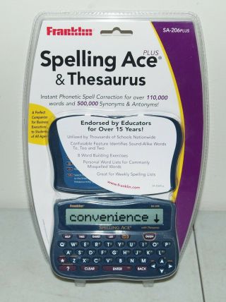 Vtg Franklin " Spelling Ace Plus & Thesaurus " Sa - 206plus