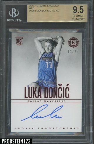 2018 - 19 Panini Encased Red 108 Luka Doncic Rc Rookie 15/25 Bgs 9.  5 W/ 10