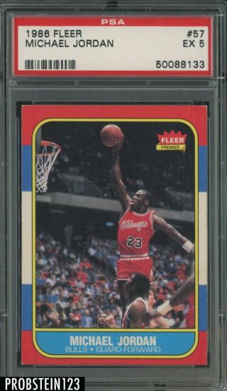 1986 Fleer Basketball 57 Michael Jordan Rc Rookie Hof Psa 5 Ex " Looks Nicer "