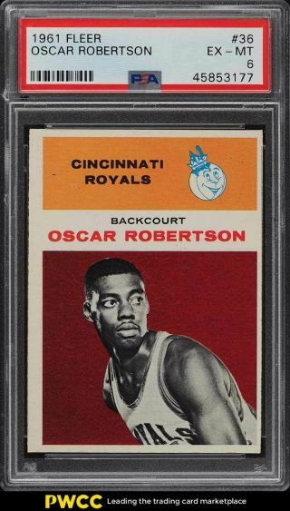 1961 Fleer Basketball Oscar Robertson Rookie Rc 36 Psa 6 Exmt