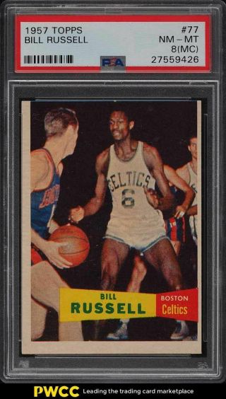 1957 Topps Basketball Bill Russell Sp Rookie Rc 77 Psa 8 (mc) Nm - Mt