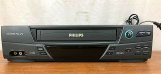 Phillips Vr620cat21 4 Head Hi - Fi Vcr Hq Cassette Recorder Vhs Tape Player Black