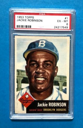 1953 Topps Jackie Robinson 1 Psa 6 Ex - Mt (centered,  Looks Like A 7)