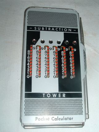 Vintage TOWER pocket calculator w/ stylus Case,  Box,  Instructions NOS 3