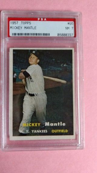 1957 Topps 95 Mickey Mantle Psa Nm 7.  Could Be 7.  5 Or 8.  0 - Was Graded In 90 
