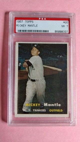 1957 Topps 95 Mickey Mantle PSA NM 7.  COULD BE 7.  5 OR 8.  0 - WAS GRADED IN 90 ' S 2