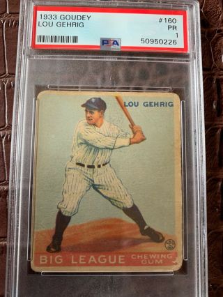 1933 Goudey Lou Gehrig 160,  Psa 1.  0,  Blue Chip Investment