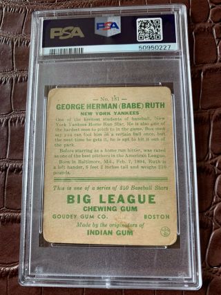 1933 Goudey Babe Ruth 181,  PSA 1.  5,  Hot,  Blue Chip Investment 2