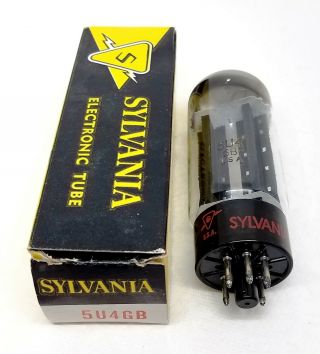 Sylvania 5u4 - Gb 5as4a Nos/nib 1 - Tube Tall Bottle Black Smooth Plates " O " Gtr Usa