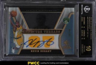 2007 Sp Threads Gold Kevin Durant Rc Jersey Auto /50 Bgs 10 Black Label