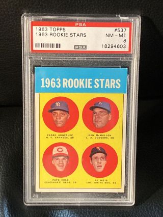 1963 Topps 537 Pete Rose Rookie Rc Psa 8
