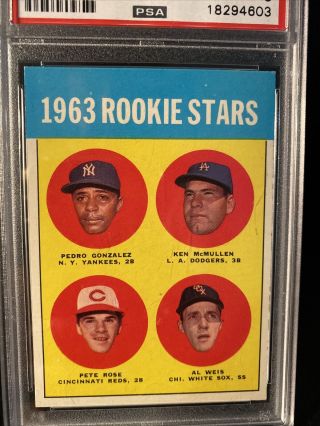 1963 Topps 537 Pete Rose Rookie RC PSA 8 3
