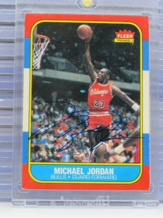 1986 - 87 Fleer Michael Jordan Signed Auto Autographed Rookie Card Uda Holo B88