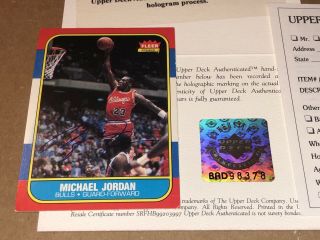 1986 - 87 Fleer Michael Jordan Signed Auto Autographed Rookie Card Uda