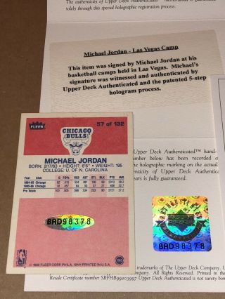 1986 - 87 Fleer Michael Jordan Signed Auto Autographed Rookie Card UDA 3