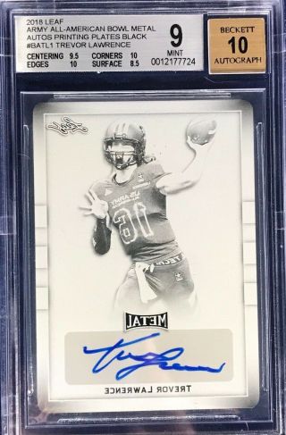 Trevor Lawrence 2018 Leaf Us Army All - American Bowl Autograph Printing Plate 1/1