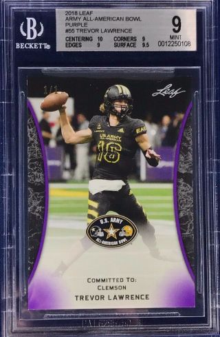Trevor Lawrence 2018 Leaf Us Army All - American Bowl Purple 1/1 One Of One Bgs 9