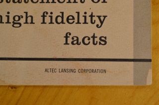 1950 ' s Altec Lansing Audio Speaker Amplifier Amp Facts Rare 2