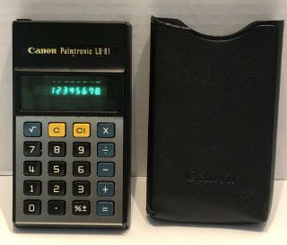 Vintage Canon Palmtronic Ld - 81 Green Display Calculator,  Case