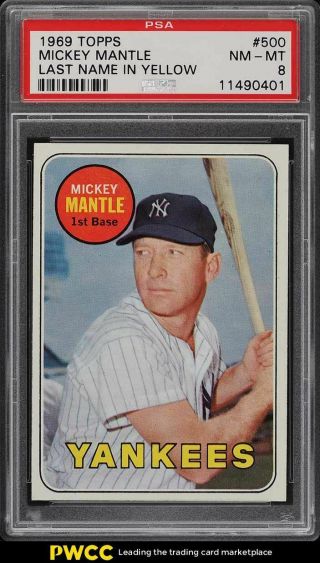 1969 Topps Mickey Mantle 500 Psa 8 Nm - Mt