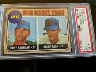 Nolan Ryan &jerry Koosman Topps 1968 Rc Psa Grade 7 Mets Rookie 177