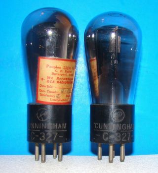 Type C 327 Cunningham Radio Engraved Audio Vacuum 2 Tubes Valves Globe Shape 227