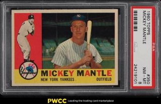 1960 Topps Mickey Mantle 350 Psa 8 Nm - Mt