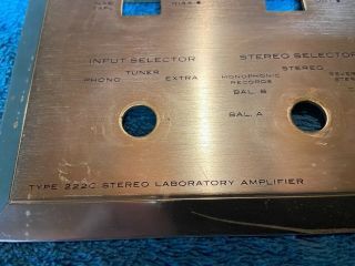 H.  H.  Scott 222C integrated tube amplifier control panel (face plate). 2