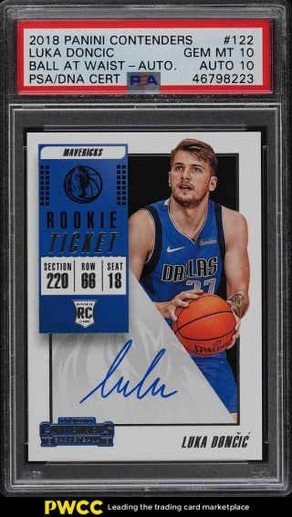 2018 Panini Contenders Luka Doncic Rookie Rc Psa/dna 10 Auto 122 Psa 10