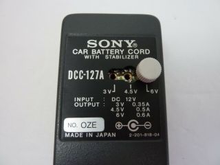 Vintage 1970 ' s Sony DCC - 127A Car Battery Cord with Stabilizer 3V,  4.  5V,  6V 2