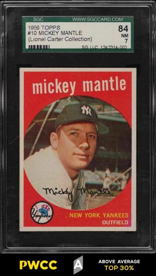 1959 Topps Mickey Mantle 10 Sgc 7 Nrmt (pwcc - A)