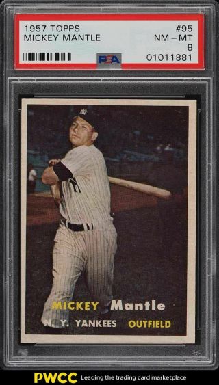 1957 Topps Mickey Mantle 95 Psa 8 Nm - Mt