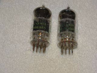 2 X 12au7a Sylvania Tubes Black Plates D Getter Very Strong 1955