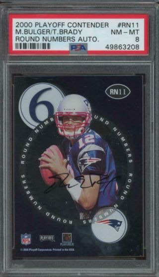 2000 Playoff Contenders Round Numbers Tom Brady Bulger Auto Rc Rookie Psa 8