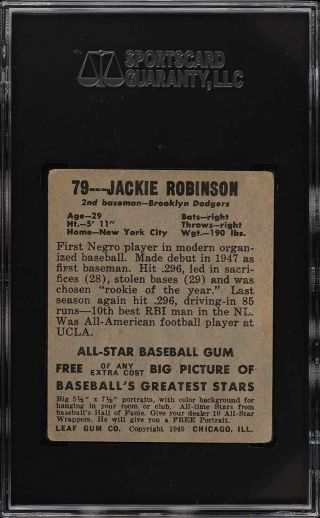 1948 Leaf Jackie Robinson ROOKIE RC 79 SGC 4 VGEX 2