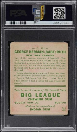 1933 Goudey Babe Ruth 181 PSA 1.  5 PR (PWCC - E) 2