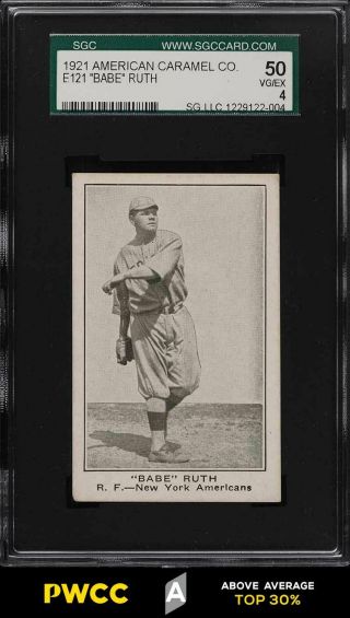 1921 E121 American Caramel Series Of 80 Babe Ruth Sgc 4 Vgex (pwcc - A)