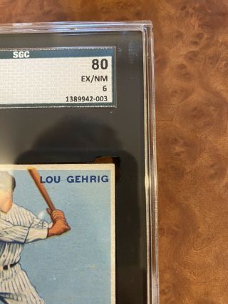 1933 Goudey 92 Lou Gehrig SGC 6 80 RC Rookie 2