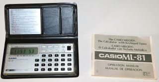 Vintage Casio Ml - 81 Electronic Calculator Clock Music Stopwatch Calendar W/ Case